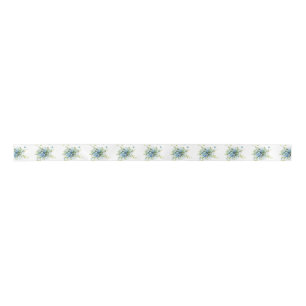 Blue Vintage Forget-Me-Nots Satin Ribbon