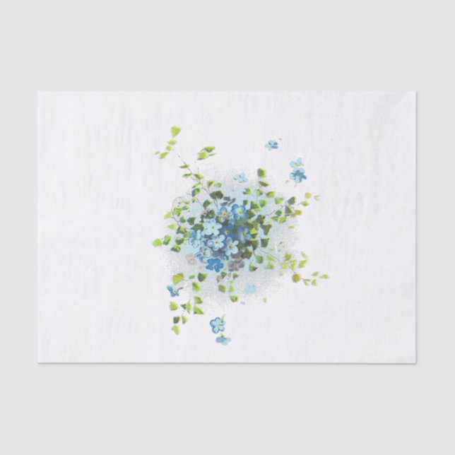 Blue Vintage Forget-Me-Nots Tissue Paper (Front)