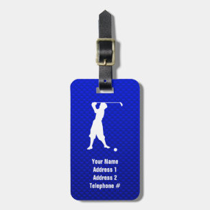 Blue Vintage Golfer Luggage Tag