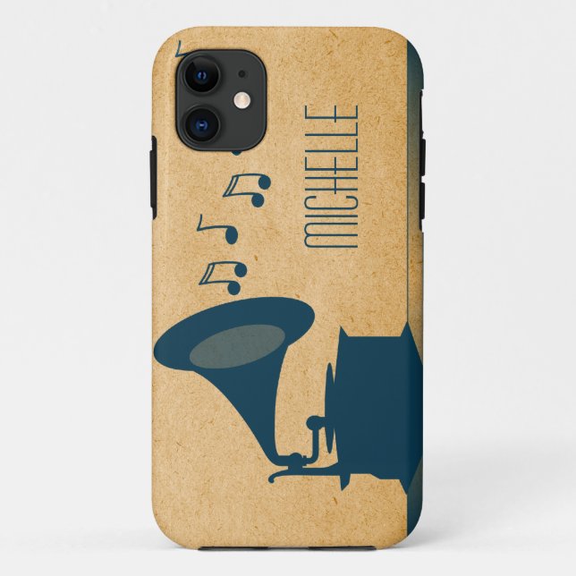 Blue Vintage Gramophone BT iPhone 5 Case (Back)