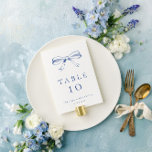 Blue Vintage Hand Drawn Bow Wedding  Table Number<br><div class="desc">Blue Vintage Hand Drawn Bow Wedding Table Number. Personalise with your names and wedding date.</div>