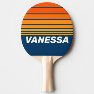 Blue Vintage Horizon Striping with Name Ping Pong Paddle