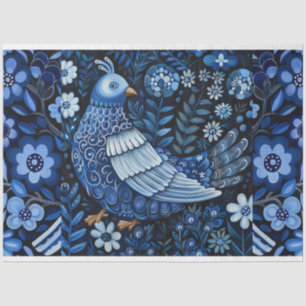 Blue Vintage Inspired Bird Collage Decoupage Tissue Paper