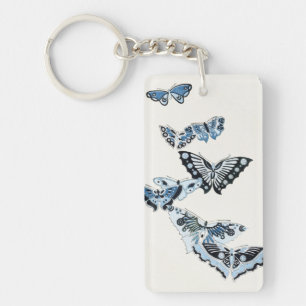 Blue Vintage Japanese Butterfly Key Ring