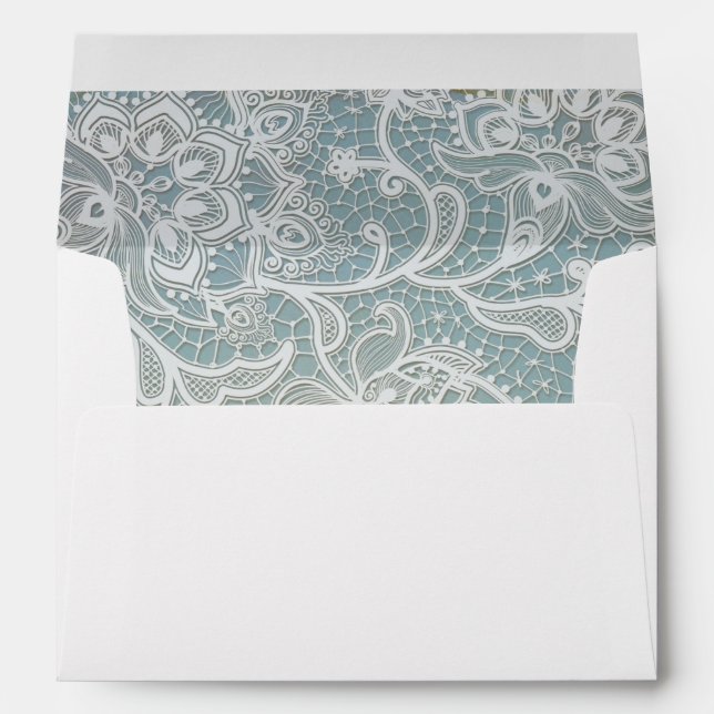 Blue Vintage Lace Invitation Envelope (Back (Bottom))