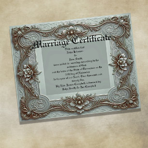 Blue Vintage Marriage Certificate Poster