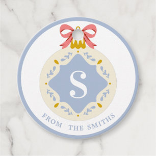 Blue Vintage Monogram Christmas Ornament Favour Ta Tags
