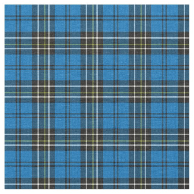 Blue Vintage Plaid Fabric (Close Up)