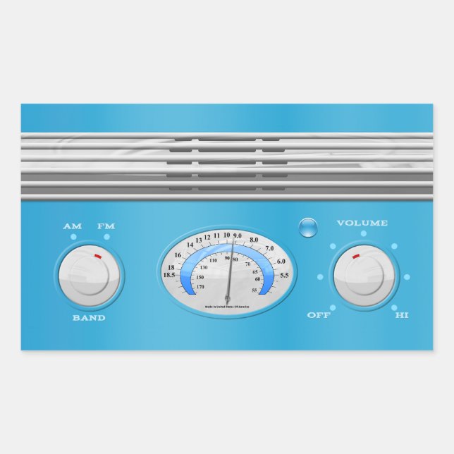 Blue Vintage Radio Rectangular Sticker (Front)