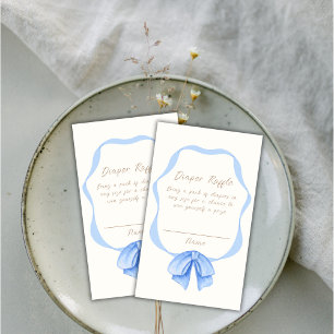 Blue Vintage Ribbon Boy Diaper Raffle Baby Shower  Enclosure Card