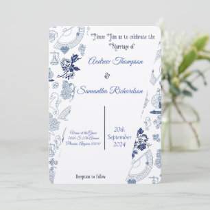 Blue Vintage Romance Wedding Invitations