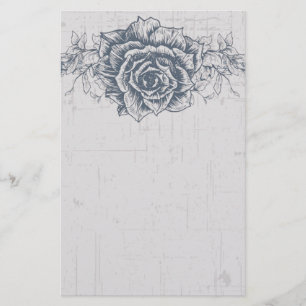 Blue Vintage Rose Border Stationery