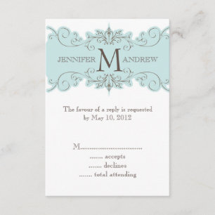 Blue Vintage RSVP Cards for Square Invites