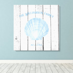 Blue Vintage Scallop Shell Canvas Print