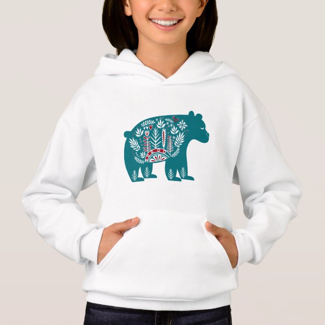 Blue Vintage Scandinavian Floral Bear (Front)