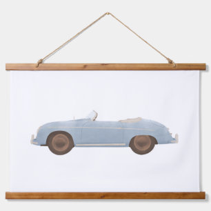 Blue Vintage Speedster Kids Room Decor Hanging Tapestry