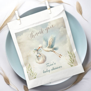 Blue Vintage Stork Boy Baby Shower Favour Bags