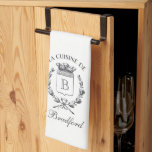 Blue Vintage Style French Sack with Custom Name Tea Towel<br><div class="desc">Vintage French etched graphics and royal blue ticking tape stripes are the perfect addition to your French country kitchen decor on this waffle knit custom towel. Don't forget the finishing touch of personalisation with your monogram and family name.</div>