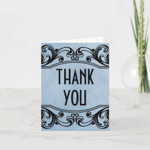 Blue Vintage Swirls Thank You Card