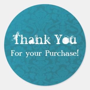 Blue Vintage Thank You For Your Purchase Stickers