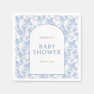 Blue Vintage Toile De Jouy Boy Baby Shower Napkin