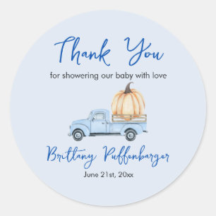 Blue Vintage Truck Thank You Classic Round Sticker