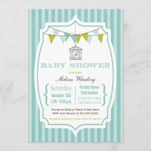 Blue vintage typography baby shower invitation