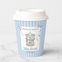 Blue Vintage Watercolor Horse Carousel Baby Shower