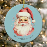 Blue Vintage Watercolor Santa Claus Christmas Ceramic Tree Decoration<br><div class="desc">Celebrate the festive season with our Blue Vintage Watercolor Santa Claus Christmas Ceramic Ornament! This charming ornament features a nostalgic Santa Claus design set against a stylish solid background, combining vintage charm with modern flair. Perfect for adding a festive touch to your Christmas Tree. Personalise this custom design with your...</div>