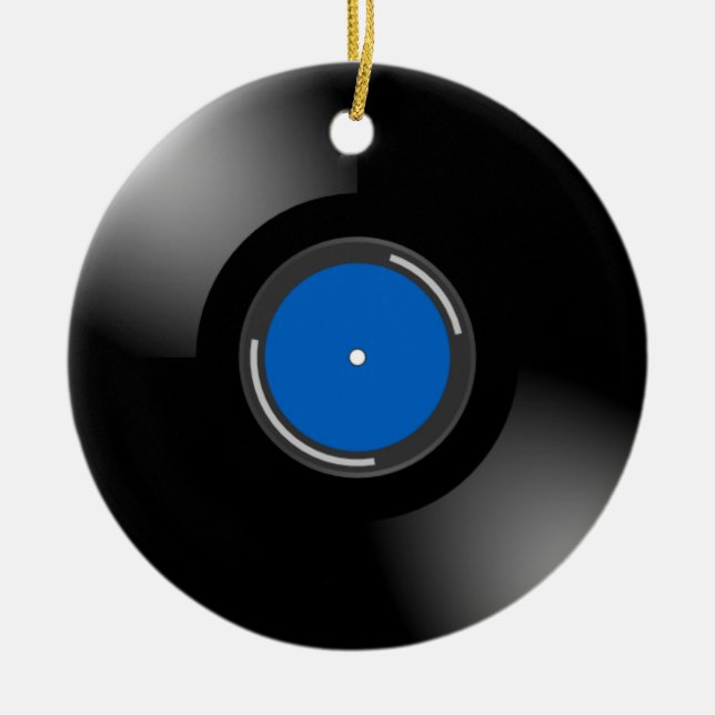 Blue Vinyl Record Ceramic Tree Decoration (Front)