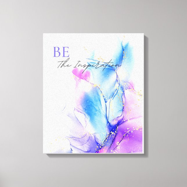 Blue Violet Abstract Watercolor Motivational Quote Canvas Print (Front)