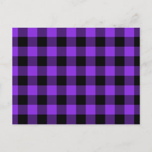 Blue Violet and Black Gingham Postcard