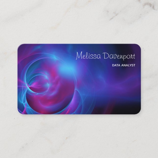 Blue Violet and Pink Cosmic Swirly fractal Business Card (Front)