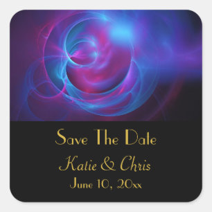 Blue Violet and Pink Cosmic Swirly Fractal Square Sticker