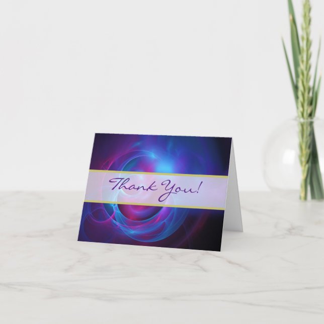 Blue Violet and Pink Cosmic Wedding Thank You Card (Front)
