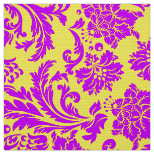 Blue Violet And Yellow Floral Damasks Fabric