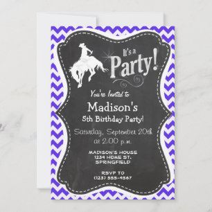 Blue Violet Chevron; Rodeo Invitation