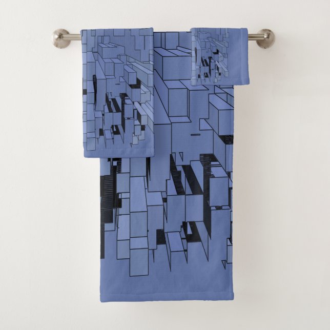 Blue violet city bath towel set (Insitu)