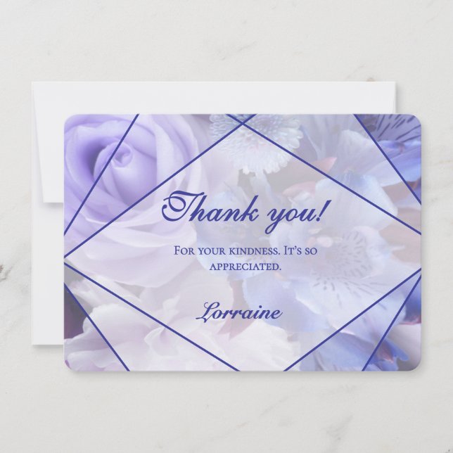 Blue Violet Florals Thank You Card (Front)