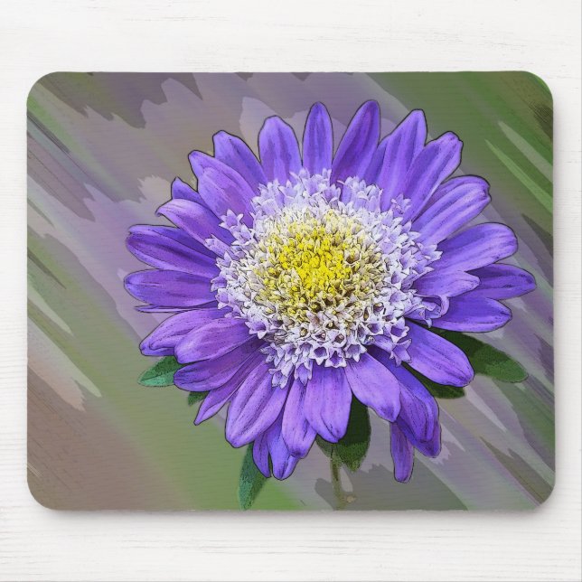 blue violet flower mouse pad (Front)