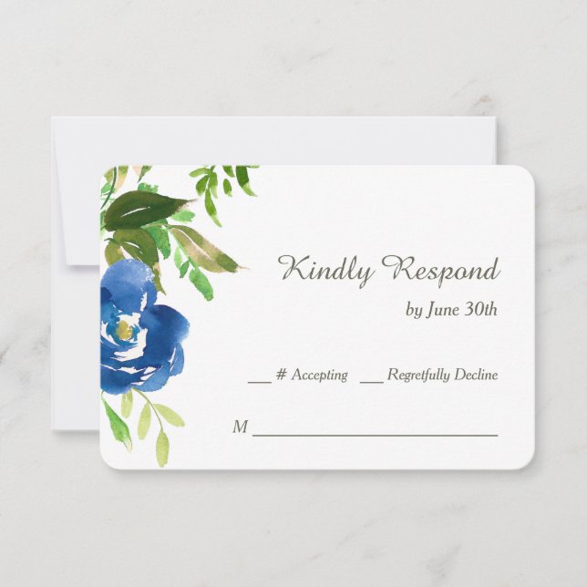 Blue Violet Garden Wedding RSVP Card (Front)