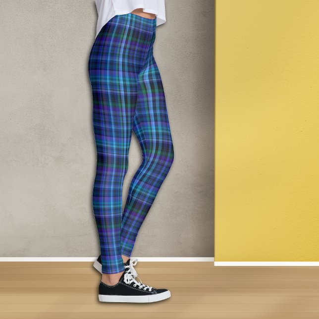 Blue Violet Green Black Plaid Leggings (Creator Uploaded)