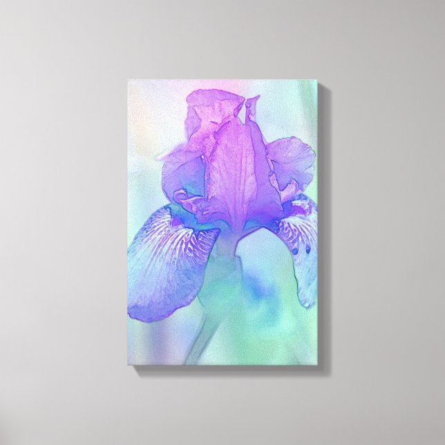 Blue Violet Iris Digital Watercolor Canvas Print (Front)