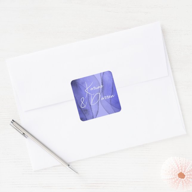 Blue violet lavender   square sticker (Envelope)