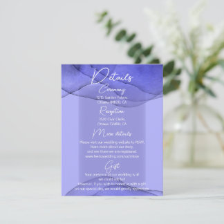 Blue violet lavender wedding details    enclosure card