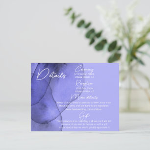 Blue violet lavender wedding details enclosure card