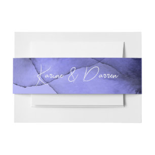 Blue violet lavender wedding invitation belly band