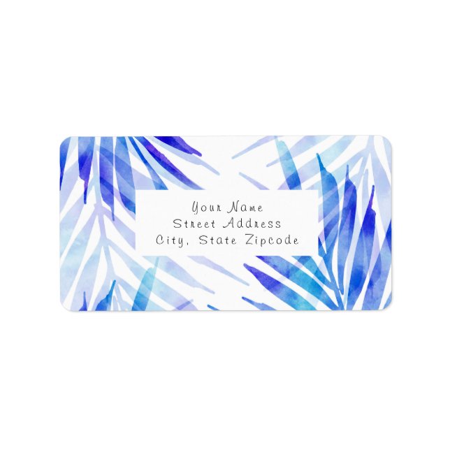 Blue Violet Palm Fronds Label (Front)