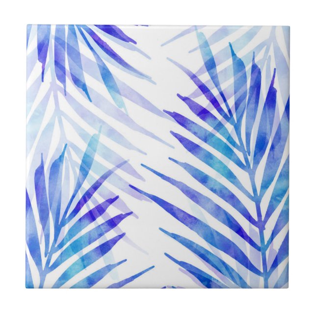 Blue Violet Palm Fronds Tile (Front)