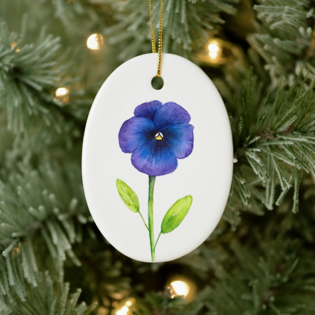 Blue Violet Pansy Ceramic Tree Decoration (Tree)